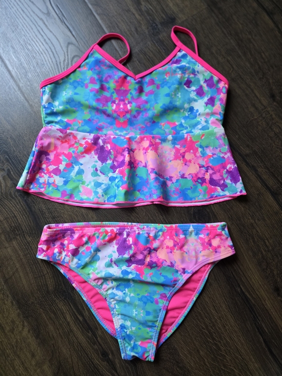 Hang Ten Other - Hang Ten Girls' Bright Pink & Aqua Floral Tankini Set